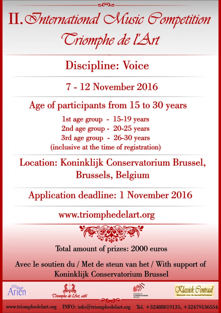 II. International Music Competition <i>« Triomphe de l'Art »</i> in discipline <i>« Voice »</i>.